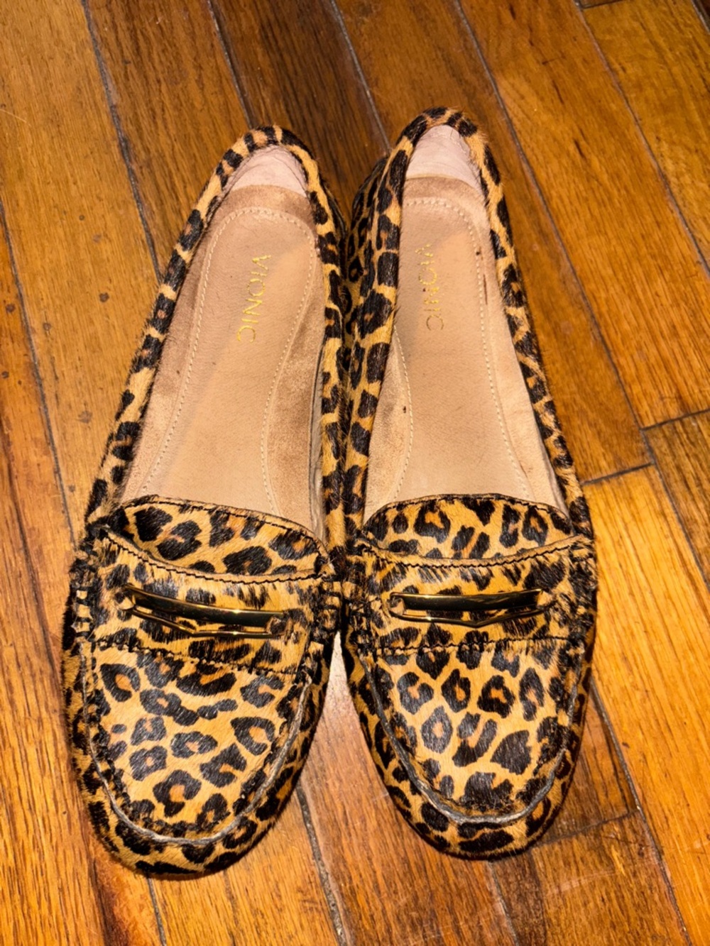 Vionic Leopard Print Slip-On Loafers - Tan/Black